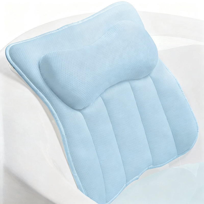 Coussin de bain pour baignoire, appui-tête en maille FlexComfort 4D (bleu), Bleu