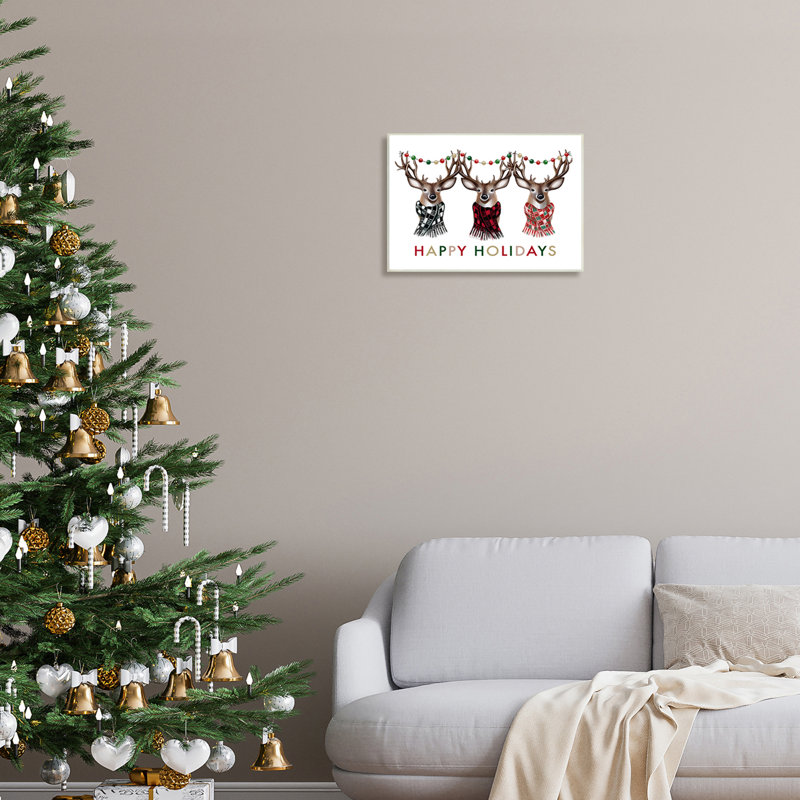 Joyeuses Fêtes Noël, H 13 po x l 19 po x P 0,5 po, Sans cadre