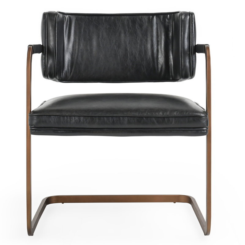 Fonda Leather Dining Chair, Black/Copper