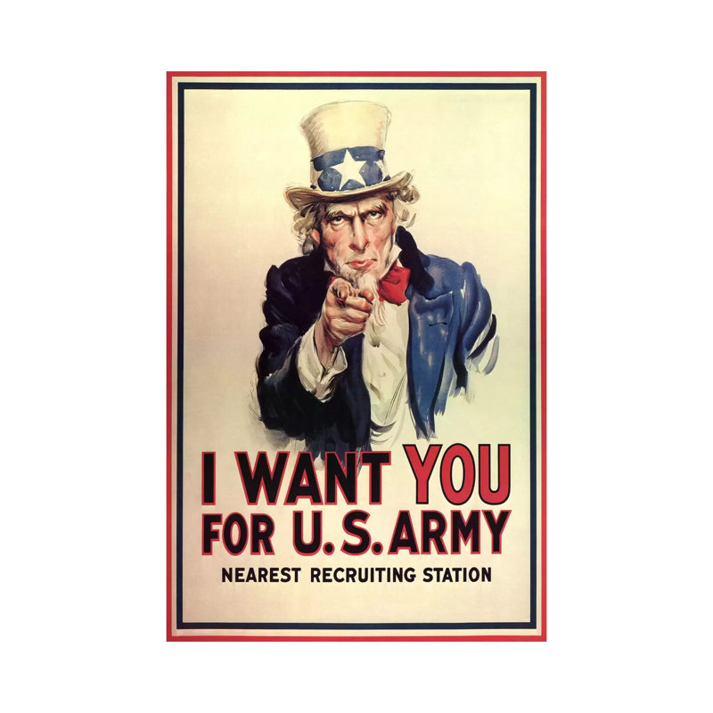 Uncle Sam: I Want You! Vintage Poster, J. M. Flagg by J. M. Flagg - Wrapped Canvas Print, 152.5 cm H x 101.5 cm W