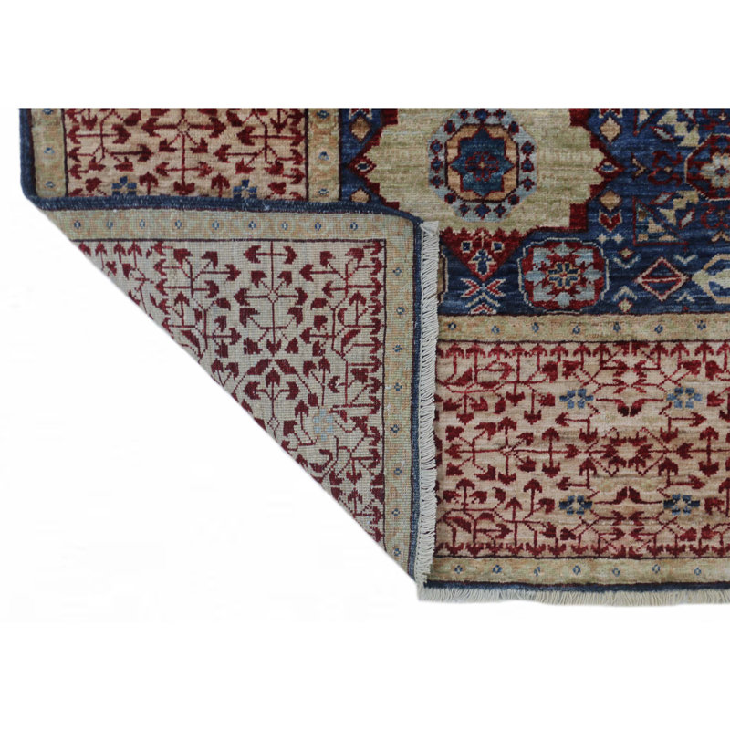 Tapis unique rouge, bleu marine et bleu de 7 pi 11 po x 9 pi 9 po
