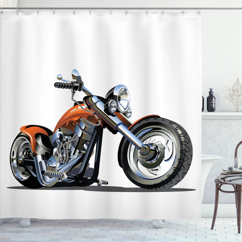 Ensemble de rideau de douche motorbike adventure Myaa, H 75 po x l 69 po