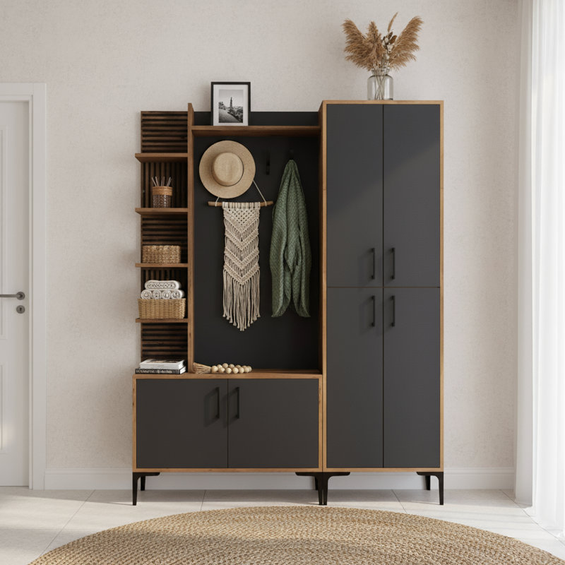 Rutherford Modular Hall Tree & Storage System With Metal Accessories