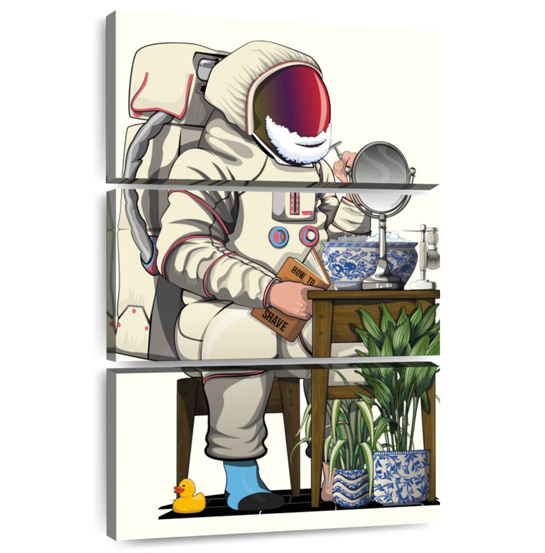 Ketti Astronaut Shaving In The Bathroom, 57" H x 36" W