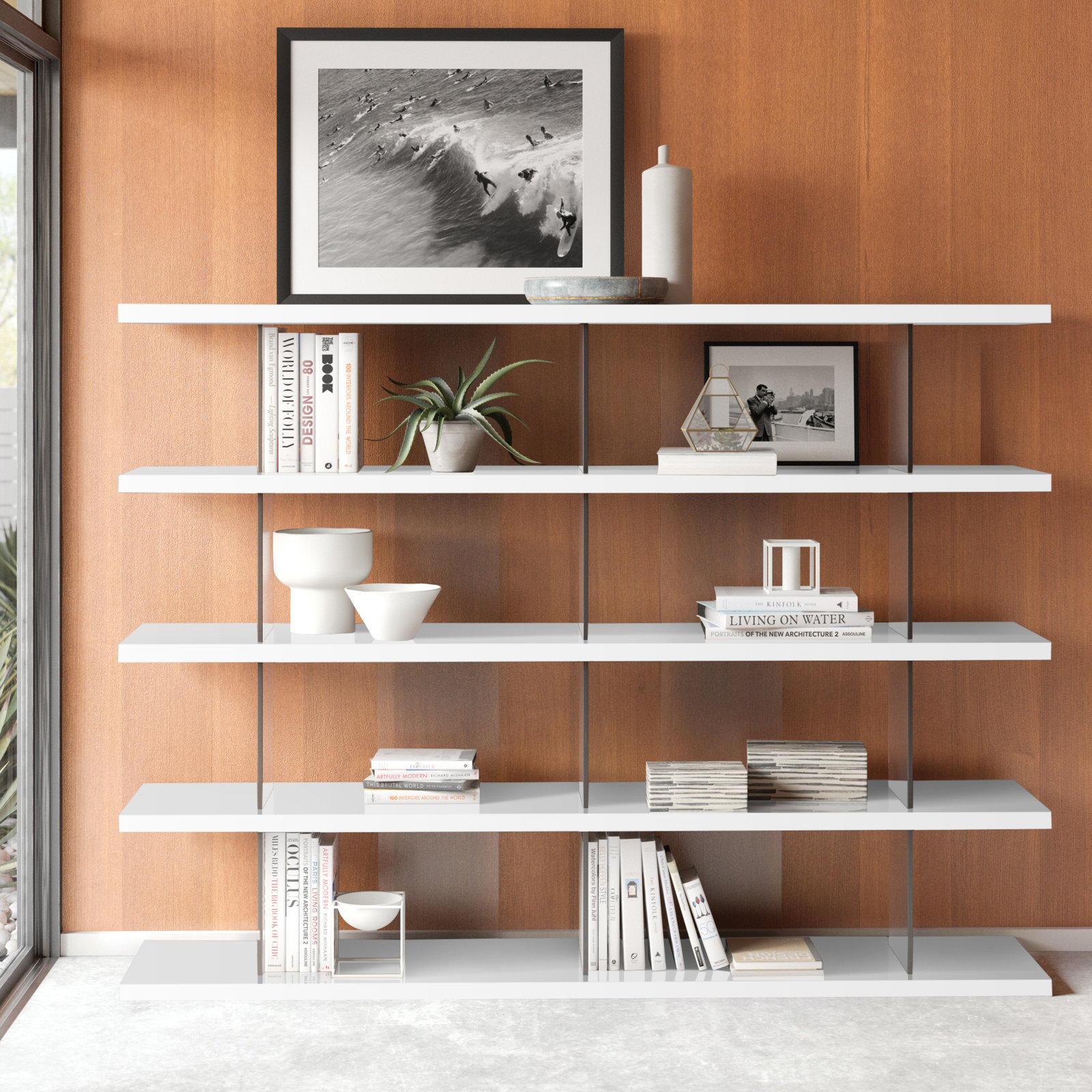 Kendrick 78" Bookcase, White Lacquer