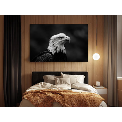 Black and White Bald Eagle on High-Quality Canvas Print - Handcrafted Wall Decor - Stylish Art - Gift - Wall Decor, Painting Reproduction