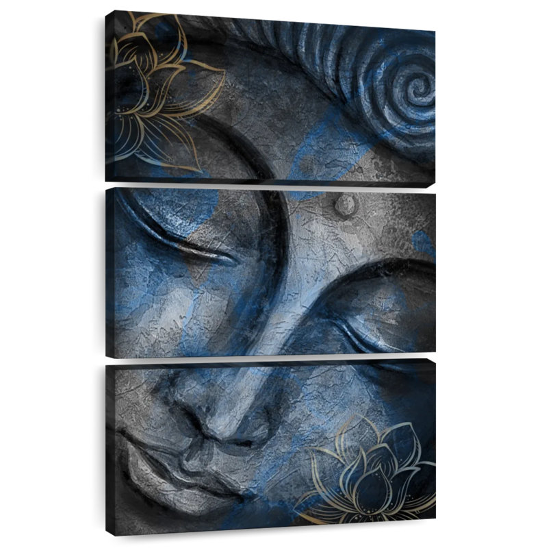 Bouddha Adella argent et or, H 45 po x l 28 po