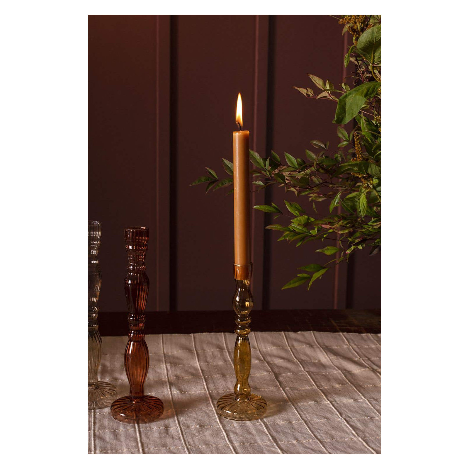 Marajo Candlestick Holder, Yellow, 8" H x 2.75" W x 2.75" D