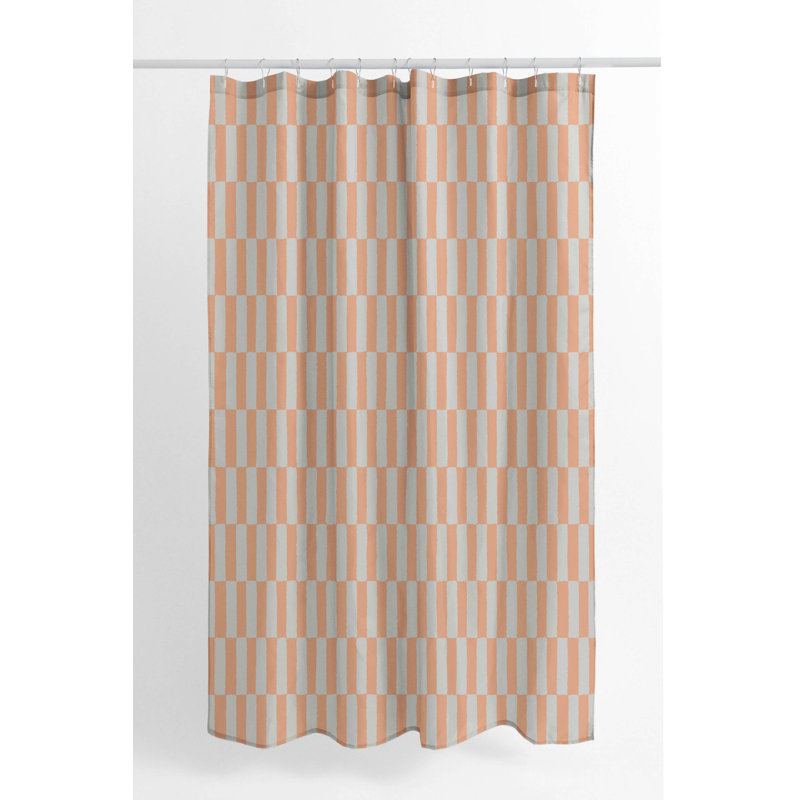 Off Stripe Ultra-Thin Lightweight Shower Curtain, Orange/Peach