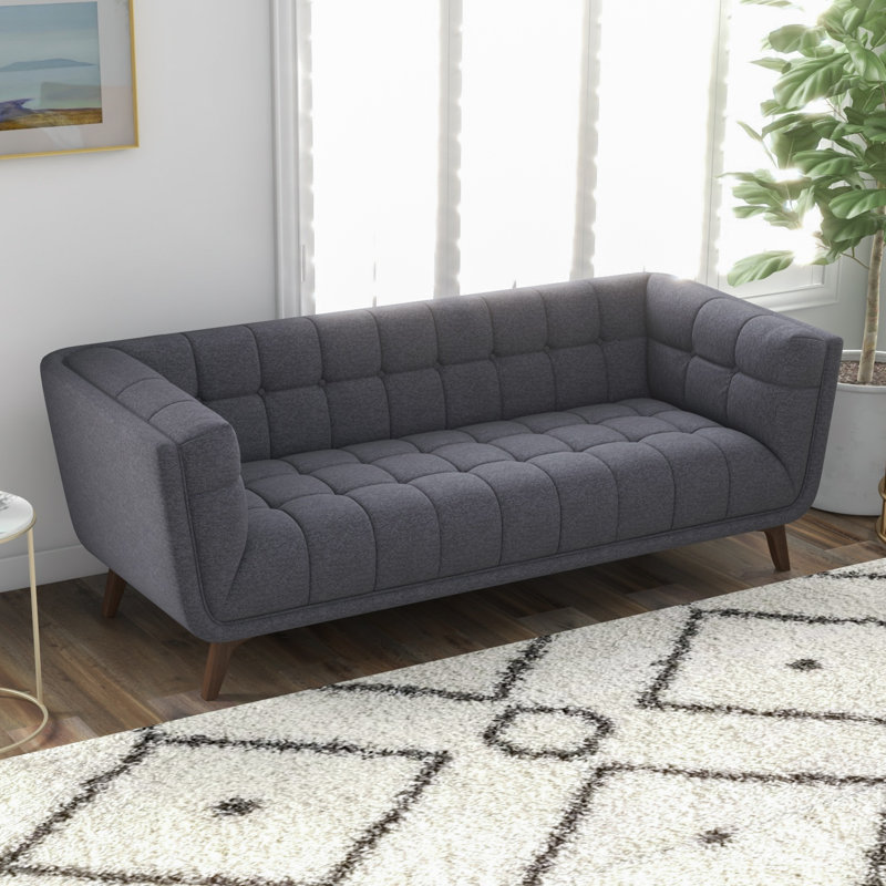 Canapé à accoudoirs évasés de 78 po Ardrie, Mélange de polyester gris, H 31 po x l 86 po x P 35 po, 4