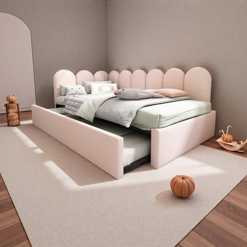 Lit de jour rembourré avec lit escamotable, canapé-lit simple simple, lits d'invités pour adultes et enfants, lit à lattes en métal, velours