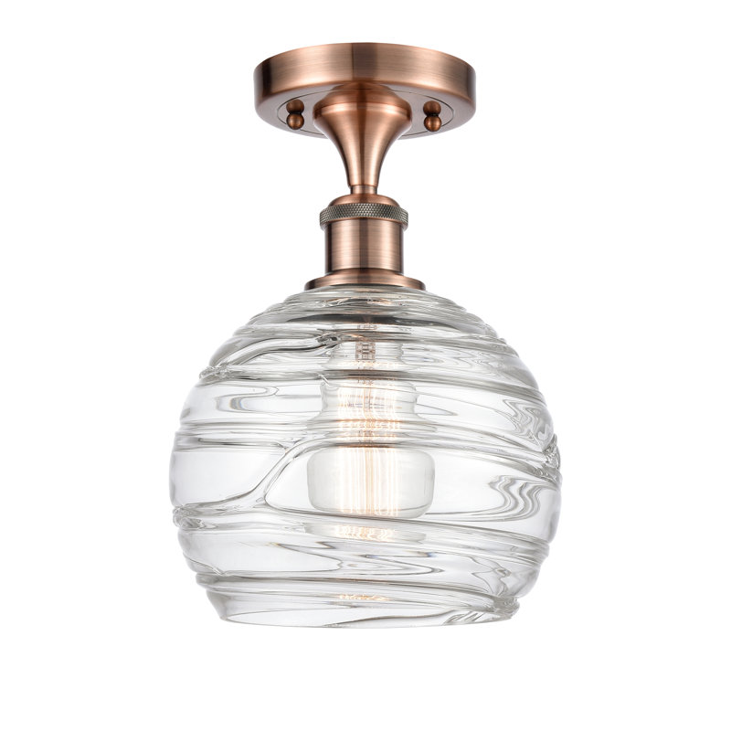 Plafonnier semi-encastré 1 lumière 8 po Anie, Cuivre antique, Ampoule non incluse, H 13 po x l 8 po x P 8 po