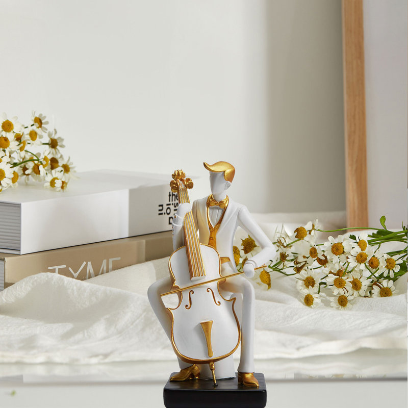 Statue décor musical, figurine de musicien, sculpture en polyrésine, H 8,46 po x l 4,3 po x P 4,3 po