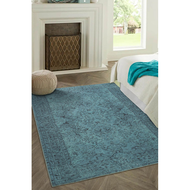 Tapis décoratif turquoise et bleu sarcelle, Rectangle 9 pi 11 po x 13 pi 2 po