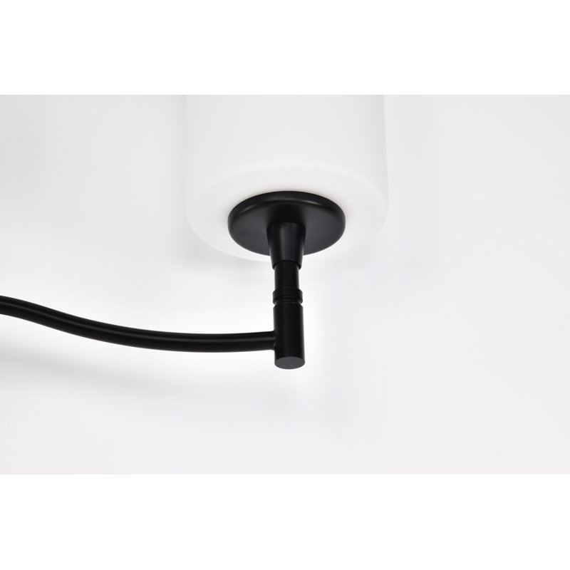 Coiffeuse Lawrie - verre opale Lawrie, H 12,38 po x l 22 po x P 7 po, Noir mat, Trois lumières