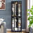 Elegant Lighted Glass Curio Display Cabinet - Wooden Frame Storage - Includes Light Bulb