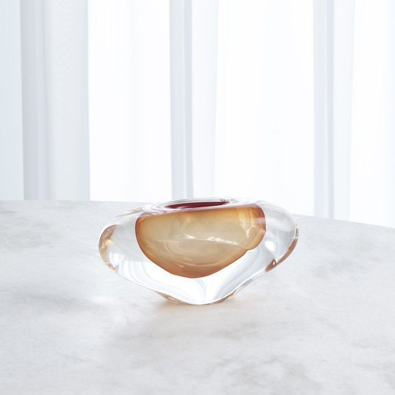 Abstract Bean Vase-Persimmon-Lg, Orange, 4" H x 4" W x 8.75" D
