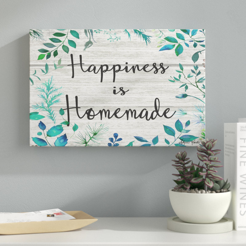 « joie is homemade », art textuel sur toile