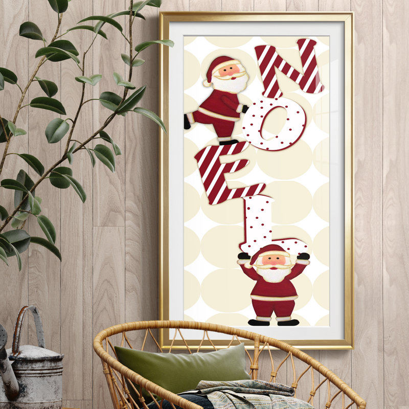 Santa Noel - cadre photo, reproduction d'art textuel, H 10,5 po x l 18,5 po x P 1,5 po, Encadrement doré