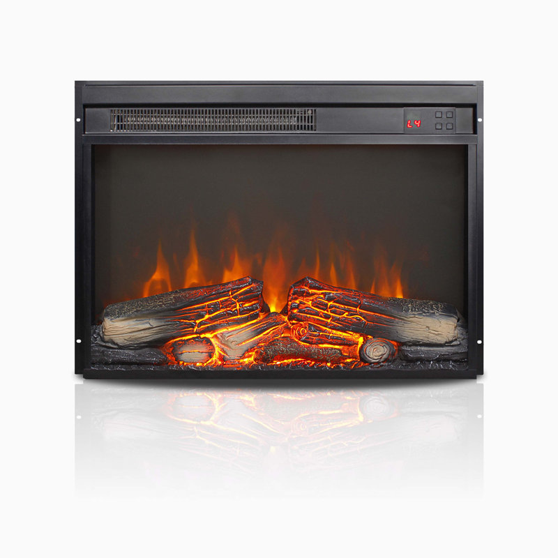 23" Ultra-thin Electric Fireplace Insert With Log Set, Realistic Flame, Remote Control, Timer & Overheat Protection