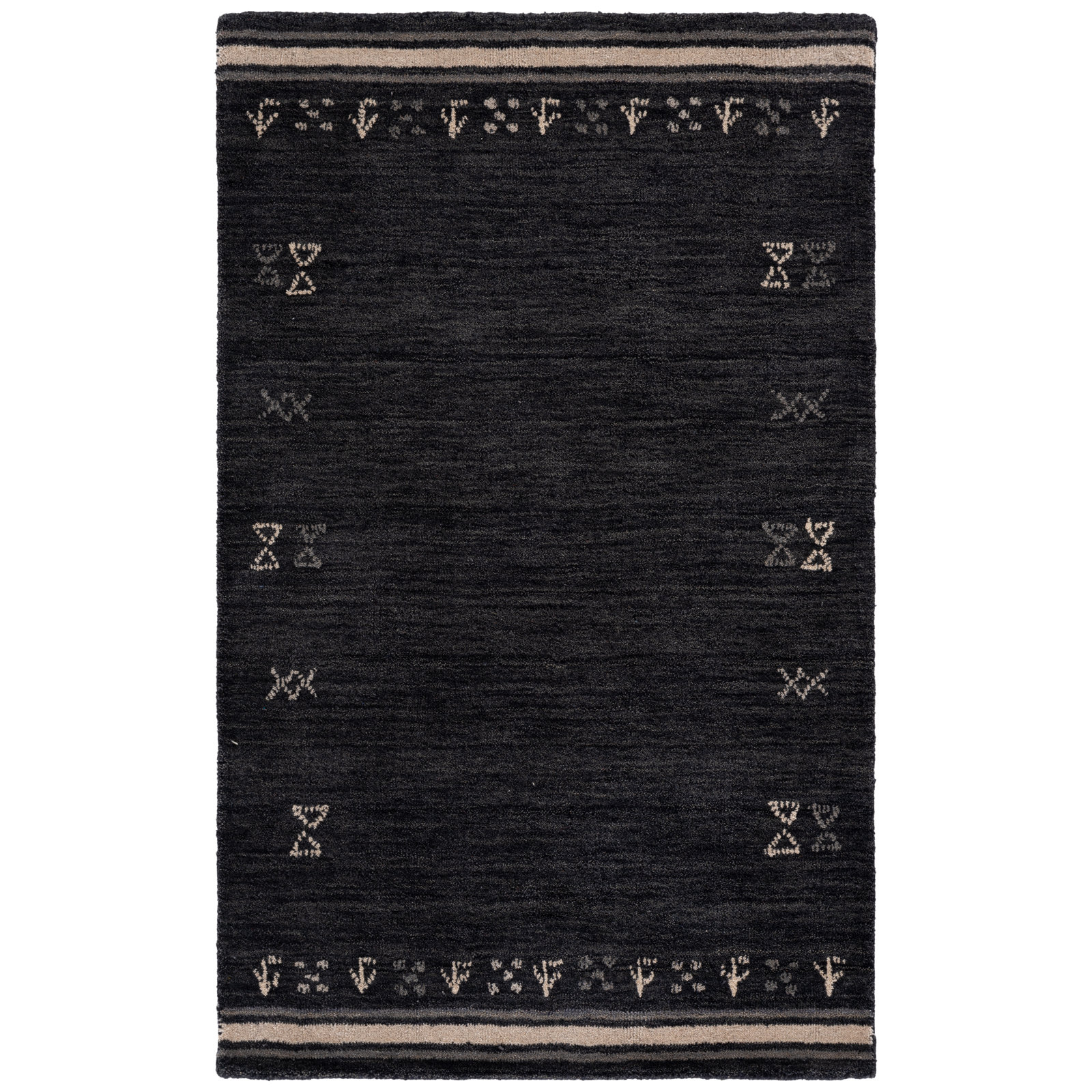 Santiago Handmade Wool Charcoal Rug, Rectangle 3' x 5'