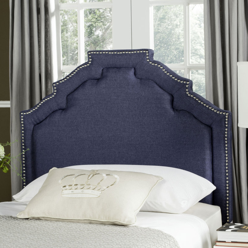 Upholstered Headboard, Linen Navy, Twin