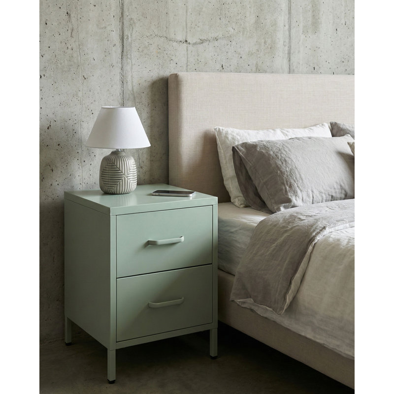 43cm W Steel Bedside Table,  Mint Green