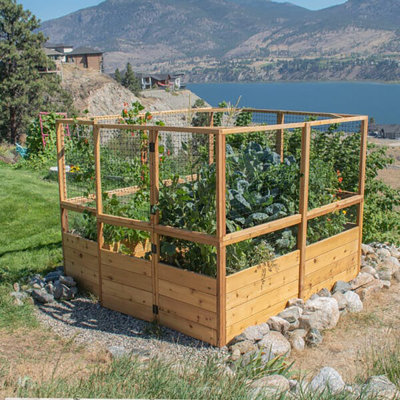8 ft. w x 8 ft. D Cedar Garden in a Box with Deer Fence