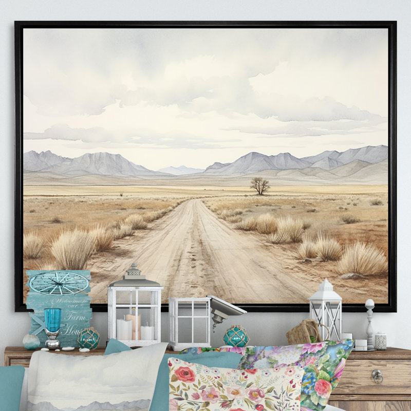 " Moody Highway Road Scenery I ", 16" H x 32" W x 1" D, Black Floater Framed
