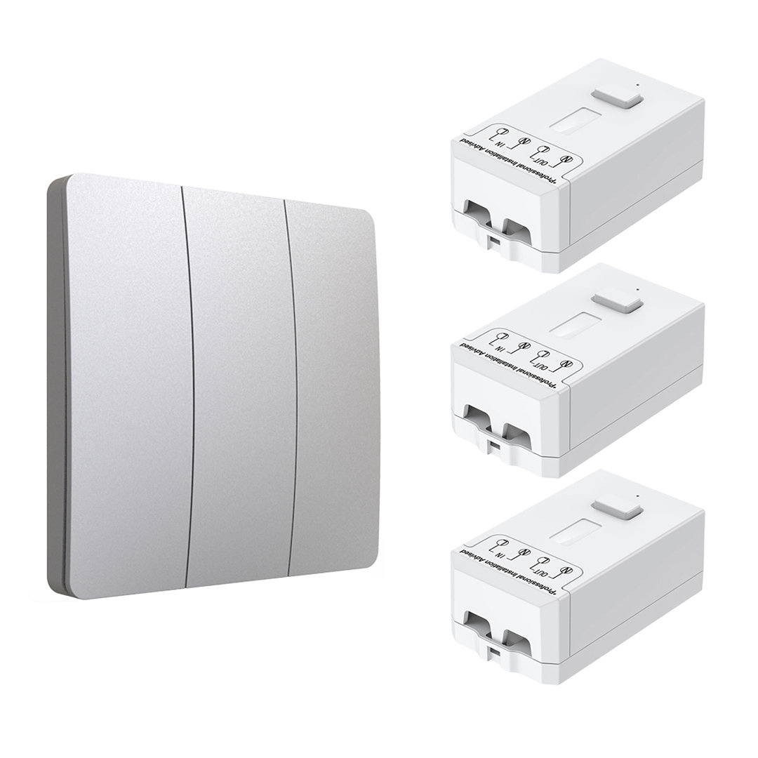 ENER-J 3 Gang Wireless Kinetic Switch - Silver Body - 500W RF Receiver - Kinetic Energy - IP55 Rated - Image 5