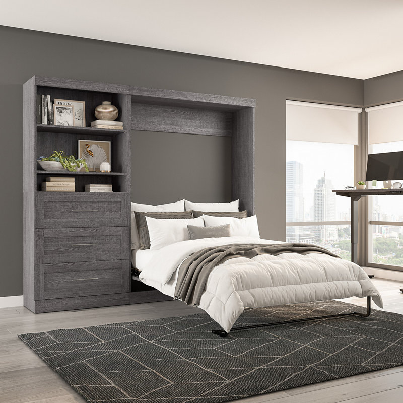 Arlex Storage Murphy Bed, Bark Gray, Full / Double