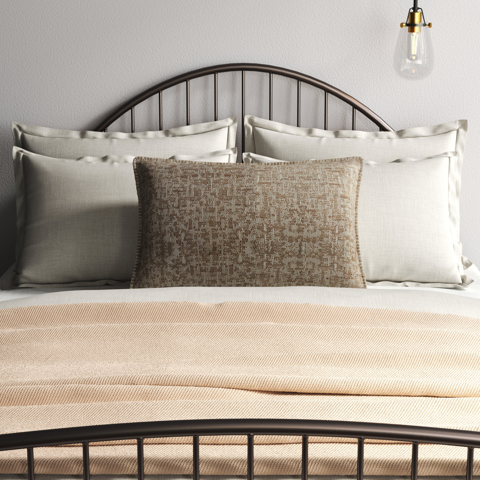 Felisa Lumbar Throw Pillow, Gray, Down Blend
