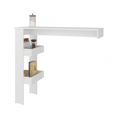Bar Table 43.1" H, 3 Shelves, White - Kitchen