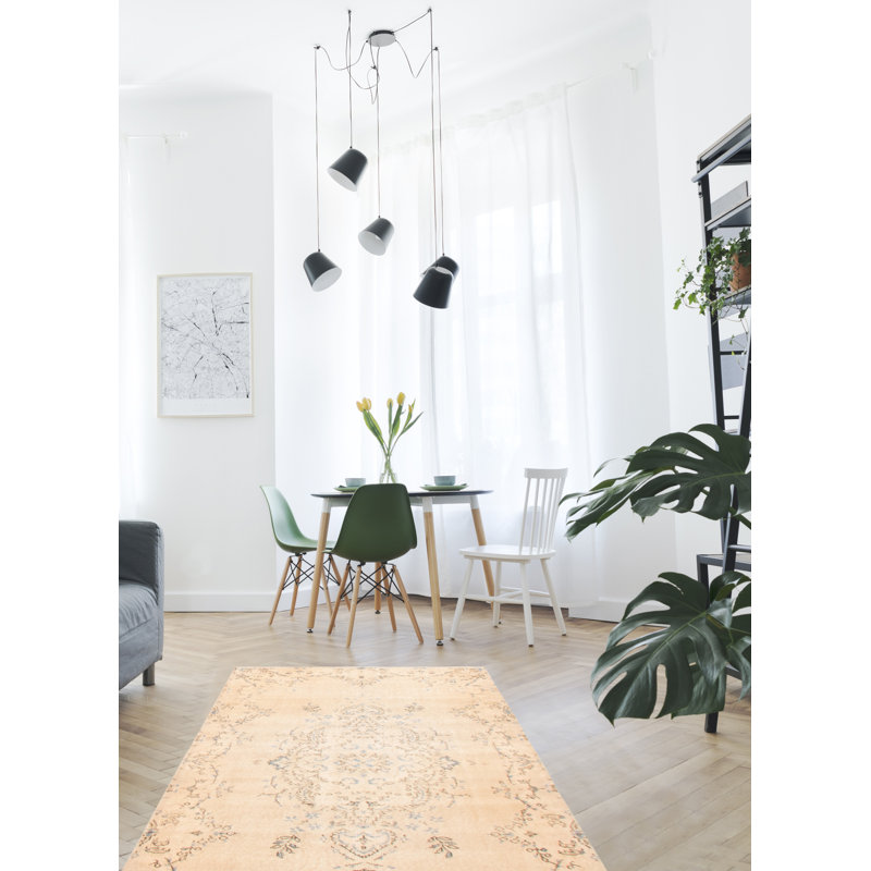 Tapis ivoire en laine noué à la main de conception unique 2000 pi 3 pi 11 po x 6 pi 11 po Odalyz