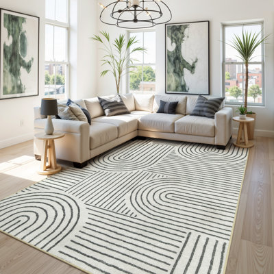  Tapis de chambre à coucher moelleux abstrait antidérapant pour salon