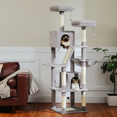 Grand arbre à chat avec appartement, hamac et balle jouet