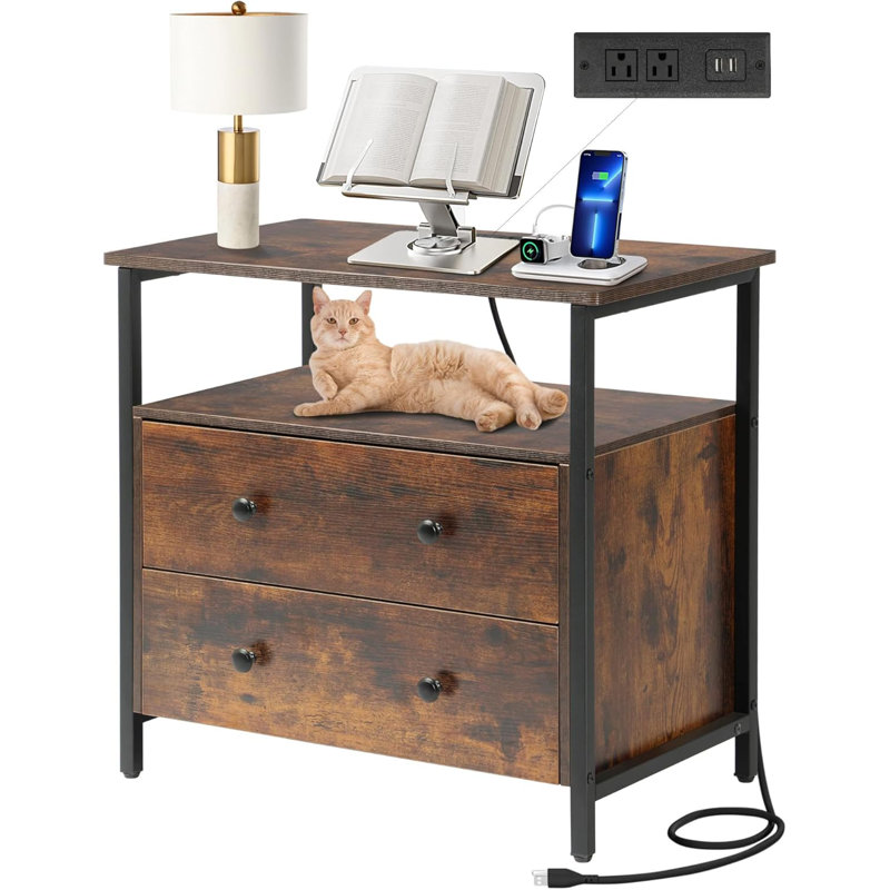 Bedside Table With Open Shelves