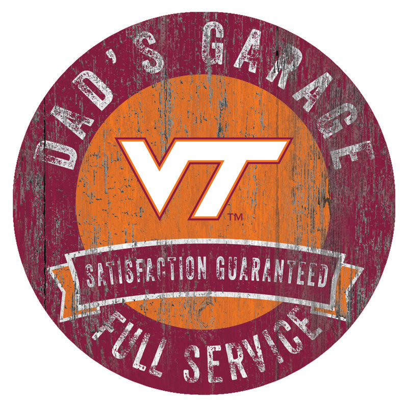 «NCAA Dad's Garage Sign», impression sur bois, Université Virginia Tech