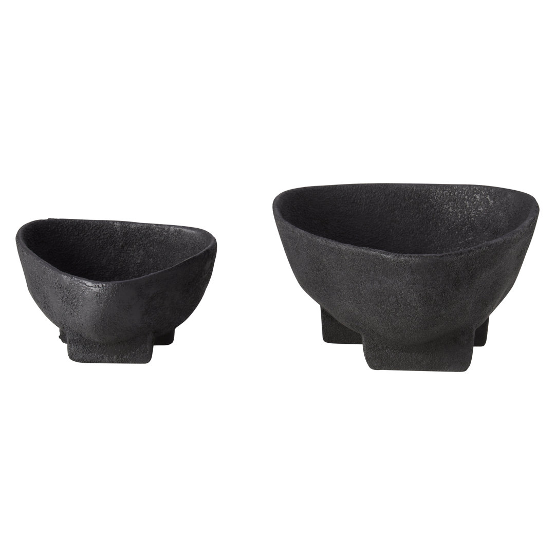 Deriva Set Of 2 Textured Grey Bowls