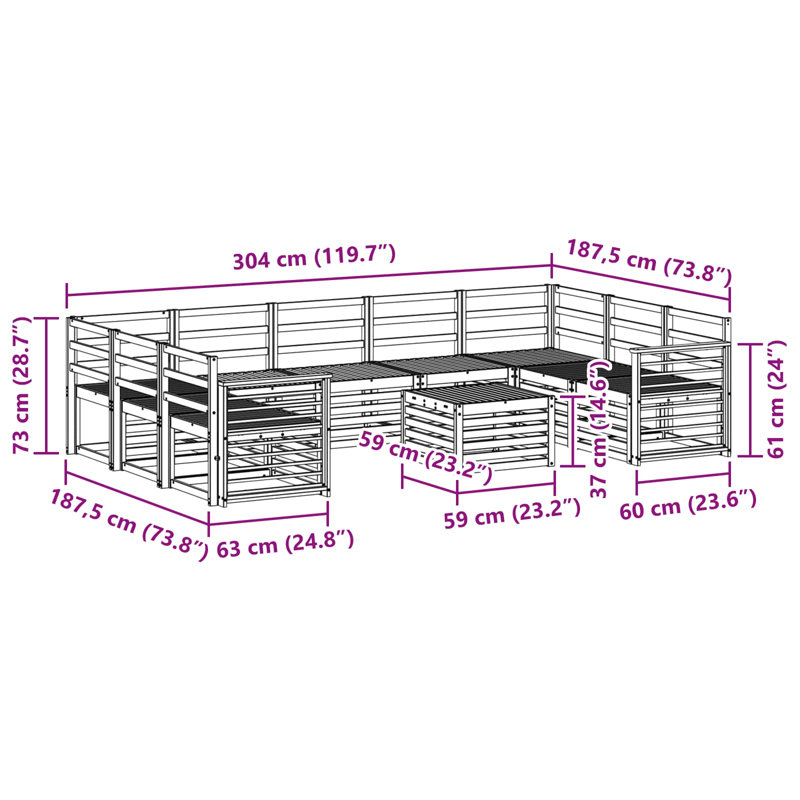  Sofa Sets Solid Acacia Wood Outdoor Sectional Garden Furniture Modern