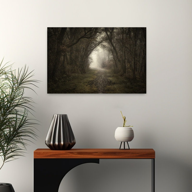 Mysterious Forest Path Peaceful Serene Tranquil Autumn Forest Wall Art Print by Norbert Maier - Wrapped Canvas Print