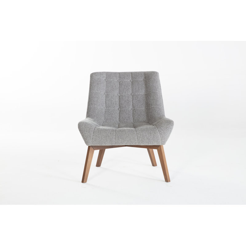 Revere 31.5'' Wide Tufted Side Chair, Gray Polyester Blend