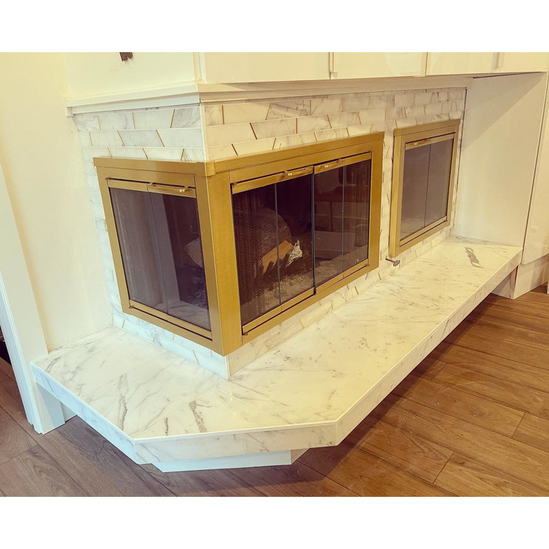 Matrix Trapezoid Marble And Brass Tile