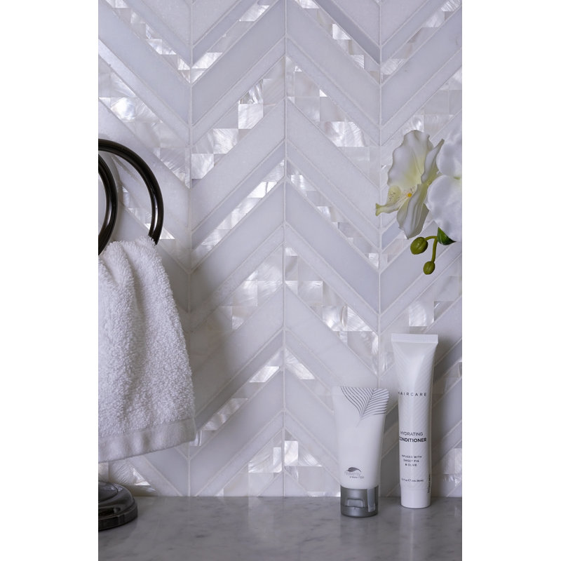 12" x 12" Natural Stone Marble Look Mosaic Wall & Floor Tile