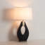 Pearson Table Lamp - Ebony Wood, Weathered Brass, White Cotton-Linen Shade