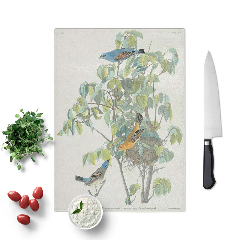 Tempered Glass Grosbeak Birds Chopping Board, 28.5 cm W x 39 cm L