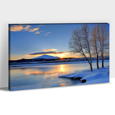 Hiver, art mural paysage d'hiver - décor de photos de scène hivernale, art mural sur toile scène de neige pour le salon, art mural forêt arbre d'hiver pour la maison, impressions sur toile tendue, 20 po x 30 po