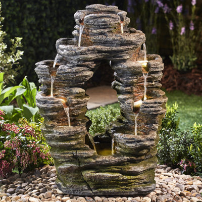 Bouvard Outdoor Weather Resistant Cascade Fountain with Lights