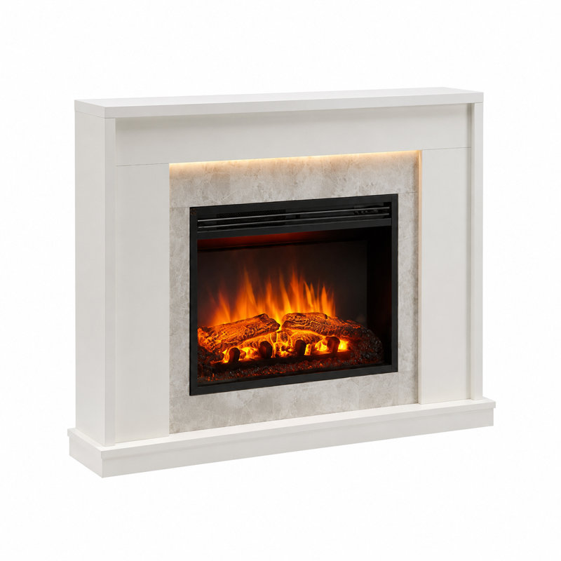FLAMME Ecula Electric Fireplace with surround and 2kW Fireplace Heater White Multiple Colours Available