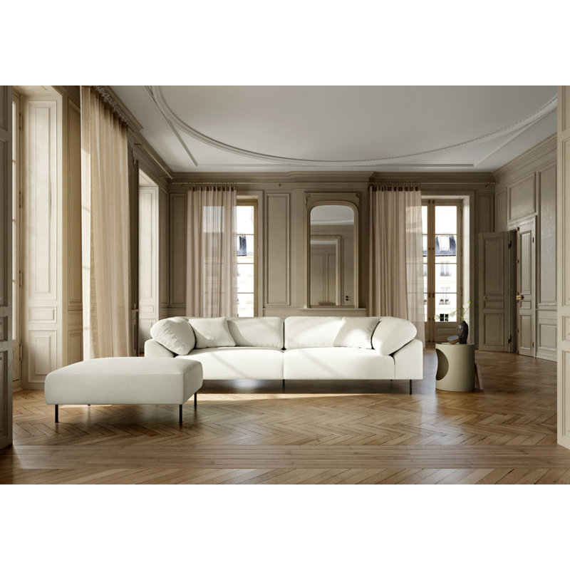 Collar 3-Seater, Cotton Blend, Ivory